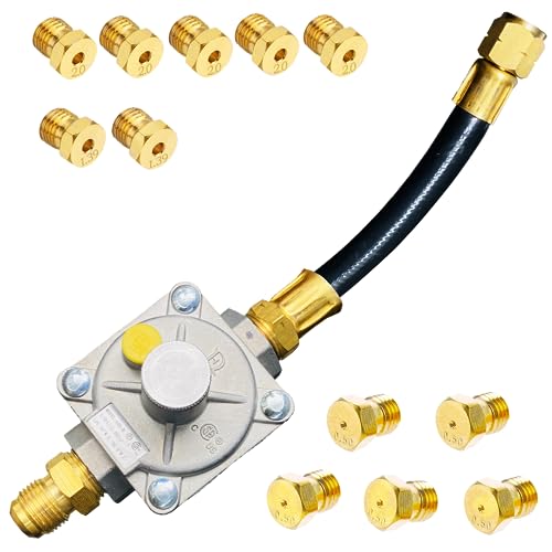 MCAMPAS Natural Gas/Propane Grill Conversion Kits, Natural Gas & Propane Gas Interchange Pressure Regulators Valve with Orifice Nozzle Fit for Weber Genesis or Genesis II
