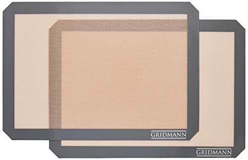 GRIDMANN Pro Silicone Baking Mat - Set of 2 Non-Stick Half Sheet (16-1/2' x 11-5/8') Food Safe Tray Pan Liners