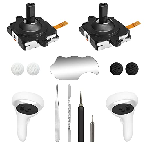Joystick Replacement Kit for Oculus Quest 2 Controller, OLCLSS Accessories for Oculus Quest 2 Controller and Meta Quest 2 Controller, Include 2 Joysticks, T5 Screwdriver, Tweezer, Pry Tool, 4 Caps