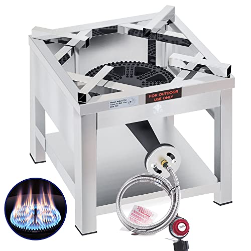 ARC Stainless Steel Single Burner Propane Stove, 200,000BTU High-Pressure Outdoor Propane Burner Cooker, 16.5'Heavy Duty Burners for Outdoor Cooking For Turkey Fry, Seafood Boil, Homebrewing