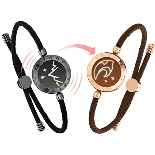 TOTWOO Long Distance Touch Bracelets for Couples, Vibration & Light Up for Lovers Bond, Long Distance Relationship Gifts for Girlfriend Boyfriend, Bluetooth Smart Pairing Jewelry
