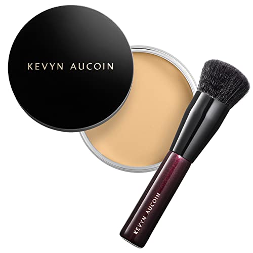 Kevyn Aucoin Foundation Balm, FB 04 (Light) shade + brush: Light diffusing. Full coverage, buildable, blends, blurs, corrects, evens out complexion, and hydrates. All skin types. Makeup artist go to.