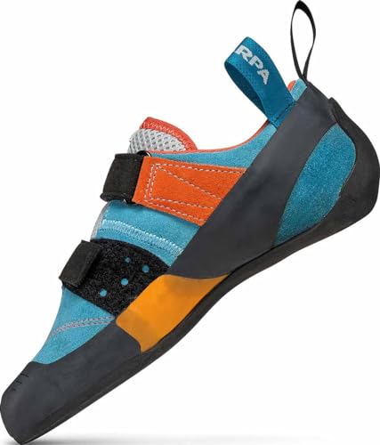 SCARPA Women's Force V Rock Climbing Shoes for Gym and Sport Climbing - Low-Volume, Women's Specific Fit - Ice Fall/Mandarin Red - 6.5-7 Women