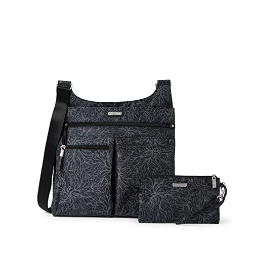Baggallini womens On Track Zip Crossbody, Midnight Blossom Print, One Size US