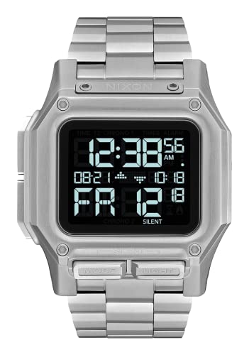 NIXON Regulus SS A1268 - Silver - 100m Water Resistant Men's Digital Sport Watch (46mm Watch Face, 29mm-24mm Stainless Steel Band)