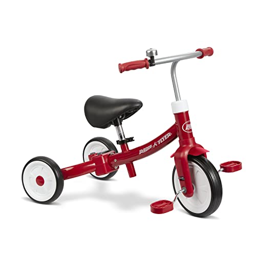 Radio Flyer Triple Play Trike, Toddler Tricycle, Balance Bike and Ride-On, Ages 1-3, Large, Red