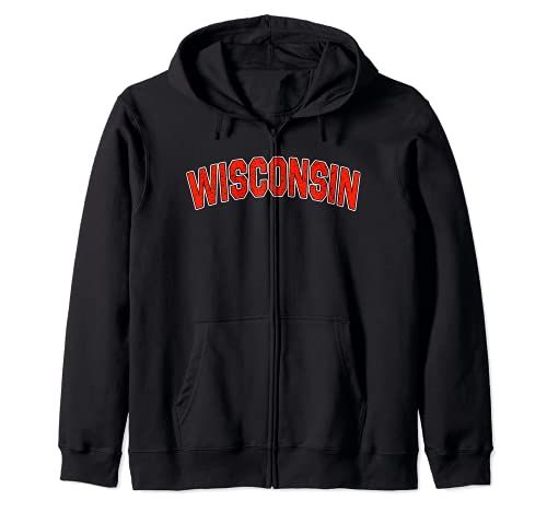 Retro Vintage Wisconsin State Wisconsin Varsity Zip Hoodie