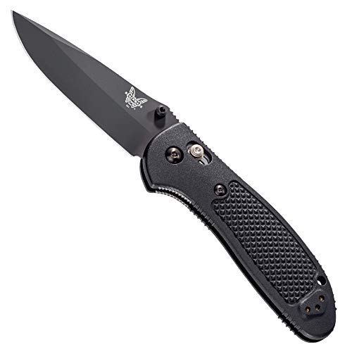 Benchmade - Griptilian 551 Knife with CPM-S30V Steel, Drop-Point Blade, Plain Edge, Coated Finish, Black Handle