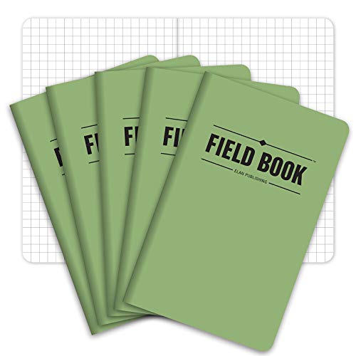 Elan Publishing Company Field Notebook/Pocket Journal - 3.5'x5.5' - Green - Graph Memo Book - Pack of 5