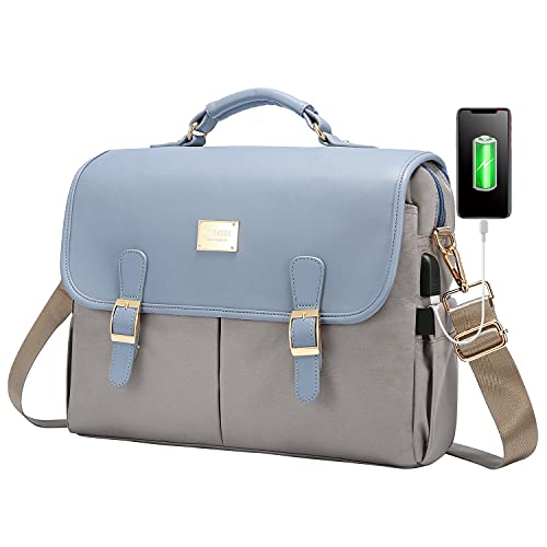 LOVEVOOK Laptop Bag for Women Large Computer Bags Cute Messenger Bag Briefcase Business Work Bags Purse, 15.6inch, Dark Blue-Grey