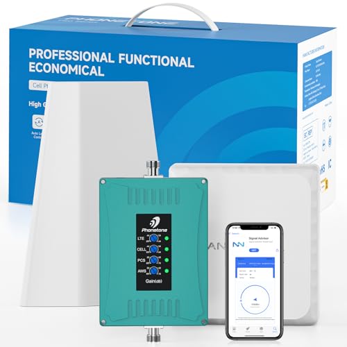Phonetone Cell Phone Signal Booster for Home | Up to 5,500 sq ft | Boosts 5G 4G LTE & 3G Signals | Supports All U.S. Carriers - Verizon, AT&T, T-Mobile & More | FCC Approved