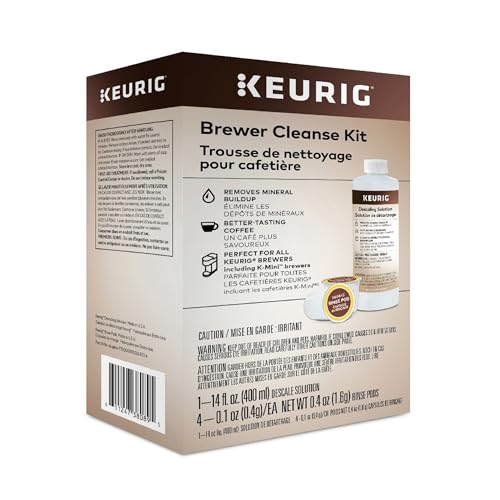 Keurig Brewer Cleanse Kit For Maintenance Includes Descaling Solution & Rinse Pods, Compatible with Keurig Classic/1.0 & 2.0 K-Cup Pod Coffee Makers, 4 Count