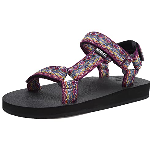 CIOR Women's Sport Sandals Hiking Sandals with Arch Support Yoga Mat Insole Outdoor Light Weight Water Shoes-U119SLX022-Purple-37
