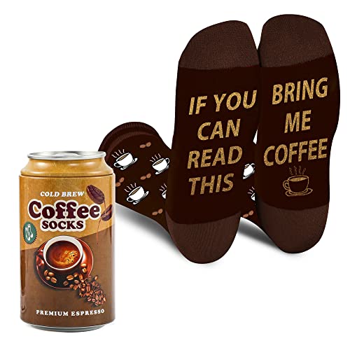 Funny Coffee Can Socks for Men Dad Women Teen Boys -If You Can Read This Bring Me Coffee Lovers Gifts Fun Novelty Cool Crazy Funky Food Silly Socks -Valentines Day Gag Gifts Ideas Stocking Stuffers