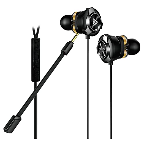 SOUND PANDA SPE-G9 Gaming Earbuds Dual Driver 3.5mm with Dual Microphone | Wired Earbuds with 1.5m Cable | for PC, Mobile, Xbox, PS5, PS4, Switch | in-Ear Gaming Headset (Black)