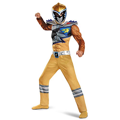 Disguise Gold Power Rangers Dino Charge Classic Muscle Costume for Boys with Mask, Small (4-6)