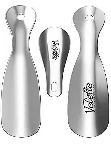Velette Shoe Horn Metal, 3 Pack, 2-7.5” Long Shoe Horn & 1-4” Travel Shoe Horn, Shoe Helper, Shoe Horns for Seniors, Metal Shoe Horn For Kids or Adults