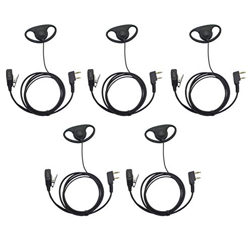 Karier 2 Pin Acoustic Tube Headset Earpiece with Mic Compatible with Baofeng UV-5R Retevis H-777 RT1 RT21 RT22 Arcshell AR-5 Kenwood 2 Pin Two Way Radio (5 Pack)