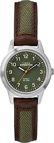 Timex Women's TW4B12000 Expedition Field Mini Brown/Green Nylon/Leather Strap Watch
