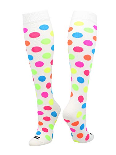 Crazy Socks White with Neon Dots (White, Small)