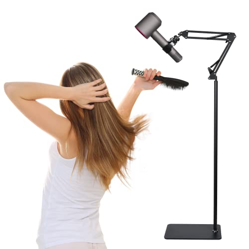 Hair Dryer Stand Hands Free, 1.8M Adjustable Hair Dryer Stand Holder with Heavy Base, 360 Degree Rotating Blow Dryer Holder Suitable for 99% Hair Dryer