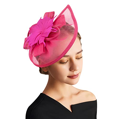 DRESHOW Women Fascinator Hats Tea Party Hat Vintage Pillbox Hat Headband for Cocktail