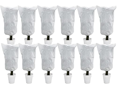 EAONE 12 Pack Plant Covers Freeze Protection, 32x 47'' Winter Frost Blankets for Outdoor Plants Reusable Plant Protector Drawstring Bags for Cold Frost Freeze Sun Protection Bird Insect Prevention