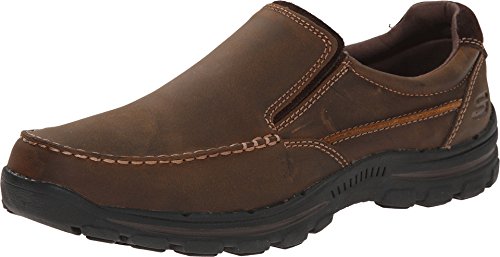Skechers USA Men's Braver Rayland Slip-On Loafer,Dark Brown Leather,11 M US
