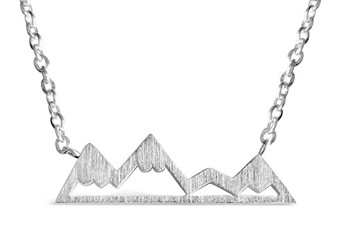 Mountain Necklace For Women, Mountains And Outdoor Lovers Gifts, Mountain Range Necklace In Rose Gold, Gold, Carbon Black, Or Silver, Mountain Jewelry, Nature Necklace (Silver Tone)
