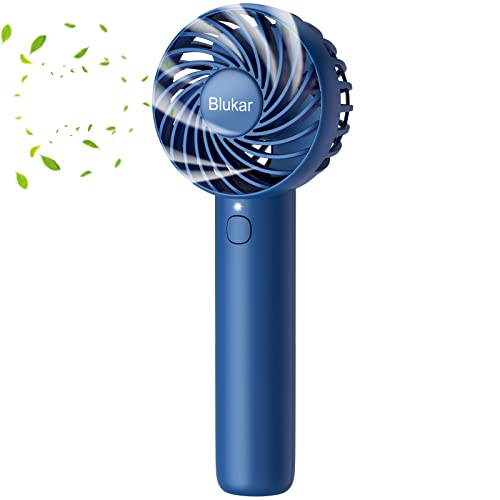 Mini Handheld Fan,Blukar Portable USB Rechargeable Fans with Detachable Base&3 Speeds-Powerful Wind Design Electric Powered Personal Mini Fan Desk Desktop Fans for Home Office Travel Outdoor-Dark-Blue