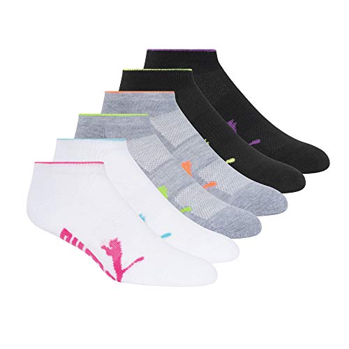 Puma Womens Half Terry Runner Socks 6-Pack, White Multi, 9-11