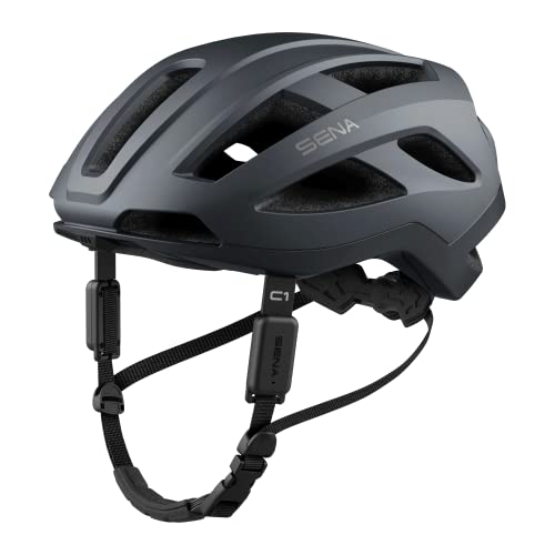 Sena C1 Smart Cycling Helmet with Bluetooth Intercom and Smartphone Connectivity for Music, GPS, and Phone Calls (Matte Gray, Medium)
