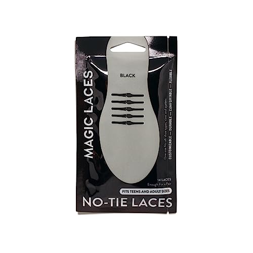 Magic Laces No Tie Shoe Laces for Adults - Elastic Lacing System for Easy On & Off - Perfect for Running, Sports (Black, Adults)