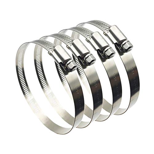 EesTeck 4' (Diameter) Adjustable 304 Stainless Steel Duct Clamps Hose Clamp Pipe Clamp Air Ducting Clamp worm drive hose clamps (4Pcs, 91mm-114mm)