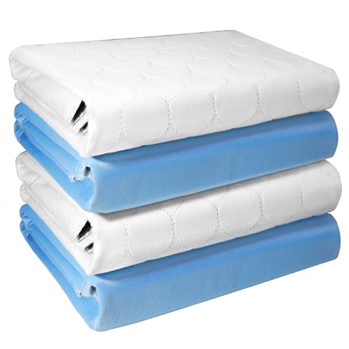 Conkote Heavy Absorbency Bed Pads, 34'X36' (4 Pack), Washable and Reusable Incontinence Underpads, Waterproof Sheet and Mattress Protectors