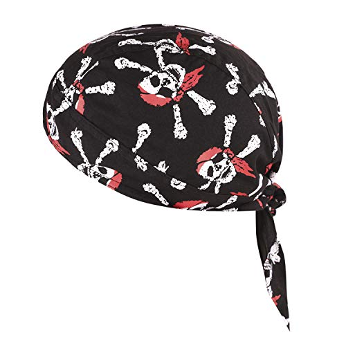 Skull Cap Motorcycle Helmet Liner Biker Head Wrap Cover Scarf Pirate Hat Bandana Running Beanie Cap (D)