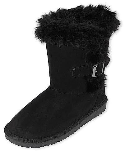 The Children's Place Girls Warm Lightweight Winter Boot Fashion, Onyx, 2 Big Kid