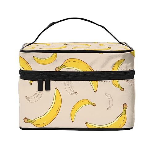 GAGADUCK Banana Make Up Bag with Handle Large Cosmetic Bag Travel Toiletry Bags Portable Makeup Bag Organizer Makeup Tote for Women