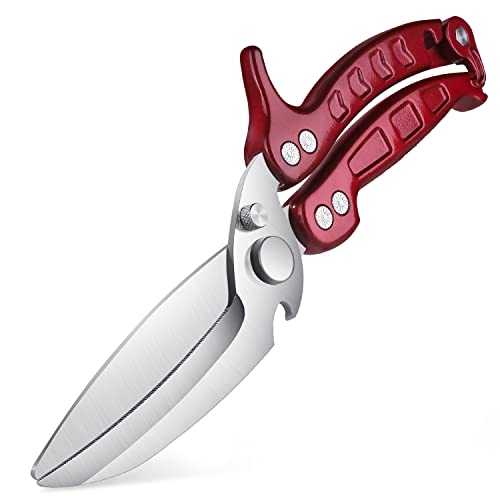 DRAGON RIOT Heavy Duty Poultry Shears - A Must Have Kitchen Shears for Chicken and Meat Cutting - Dishwasher Safe and Stainless Food Kitchen Scissors for Thanksgiving(Burgundy)