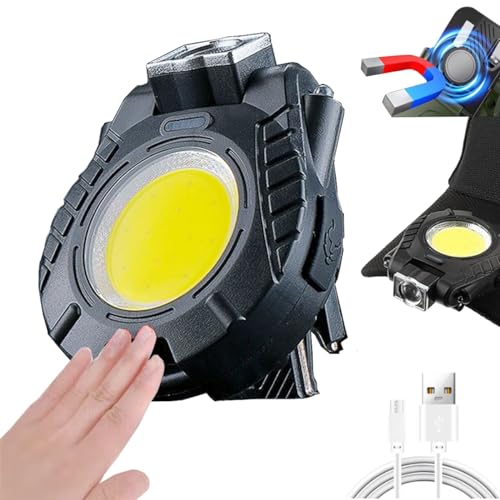 Hat Clip Light, Rechargeable Waterproof Hat Lights Clip On for Fishing Camping Hand Work, Magnetic Hat Clip Light with Bottle Opener Function Lights, Keychain Multifunctional Outdoor Light (Black)