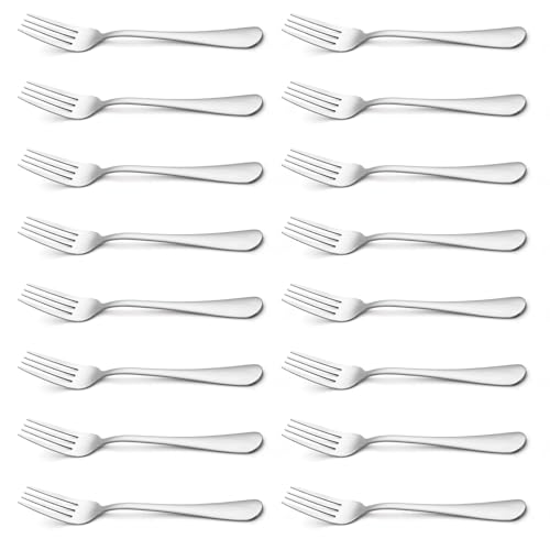 Briout Forks Silverware, Set of 16 Dinner Forks, 8 Inches Premium Food Grade Stainless Steel Forks for Home Kitchen Party Restaurant, Mirror Polished Dishwasher Safe
