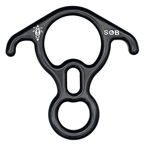 SOB 40KN Rescue Figure 8 Descender Belay Rappel Equipment Belay Rock Climbing Rigging Plate 7075 Aluminum Alloy for Climbing Belaying Rappelling Device, Black