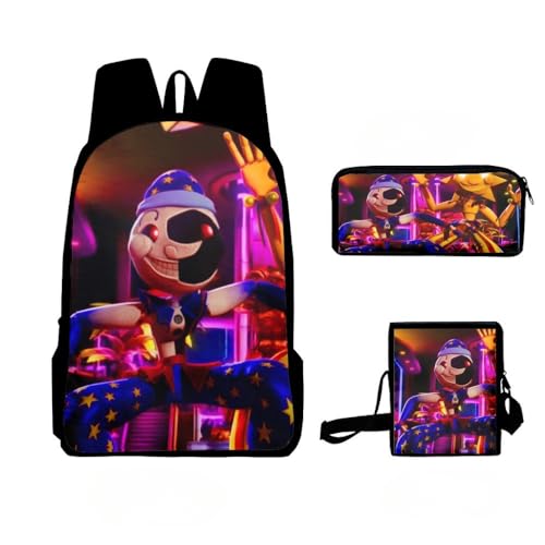 Faniths Sundrop and Moondrop Backpack 3Pcs Set Sundrop 3D Figure Printed Backpack Set -Perfect for Casual Daypacks (17,3pcs)