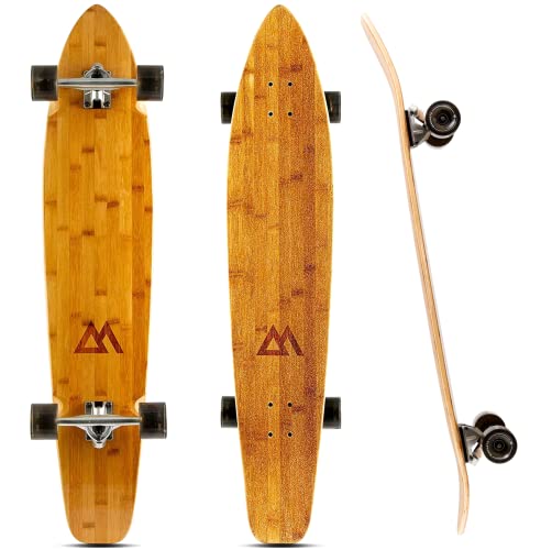 Magneto 44-inch Kicktail Cruiser Longboard Skateboard - Bamboo & Canadian Maple Deck - Ideal for Commuting, Cruising, Carving, Downhill Riding - Suitable for Adults, Teens & Kids (Black)