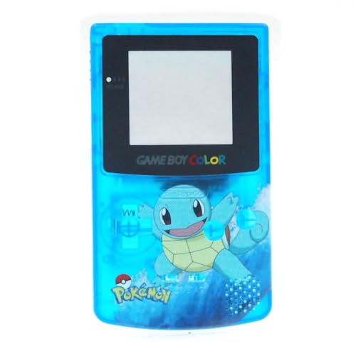Custom Extra GBC Housing Case Shells Clear Blue Replacement, for Gameboy Color Handheld Game Console, Transparent DIY Squrtle Edition Top/Buttom Outer Covers + Buttons/Screws/Mirror