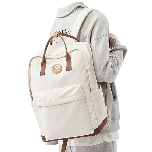 weradar Preppy Backpacks For High School Teens Boys Girls,Aesthetic School Bag,Waterproof Casual Daypacks Student Travel Backpack,Cute College Backpack For Women Men(Beige Brown)