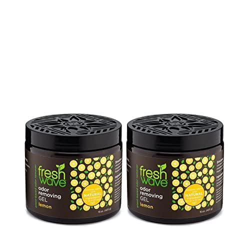 Fresh Wave Lemon Odor Removing Gel, 15 oz. | Pack of 2 | Safer Odor Absorbers for Home | Natural Plant-Based Odor Eliminator | Every 15 oz. lasts 30-60 Days | For Cooking, Trash & Pets