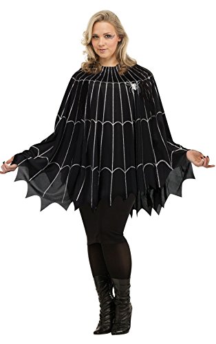 Fun World Women's Spider Web Poncho Plus Size Costume, Multi, Standard
