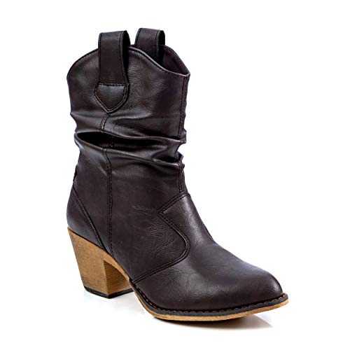 Charles Albert Women's Modern Western Cowboy Distressed Boot with Pull-Up Tabs (8, Brown)