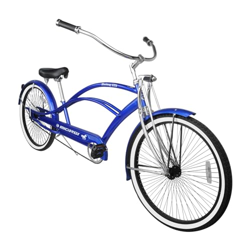 MICARGI Mustang GTS Bikes Stretch Beach Cruiser Bike 26-in Classic Bicycle Retro Bicycle with Comfortable Seats Single Speed Bicycle for Adults (Blue)